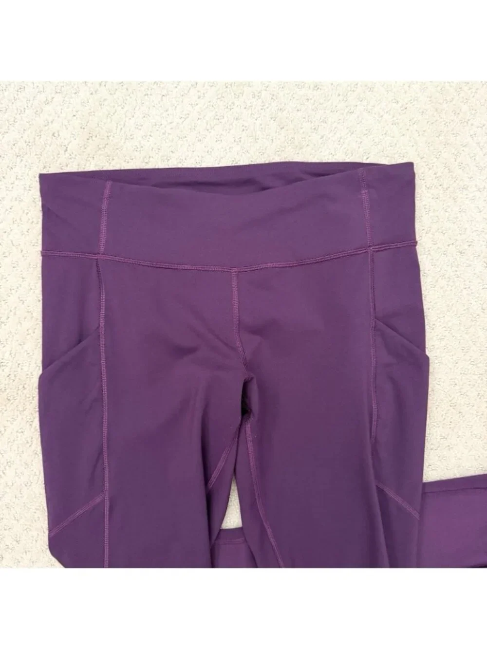 Lululemon Speed Tight V Leggings w Pockets Darkest Magenta Purple Women’s Sz 10
